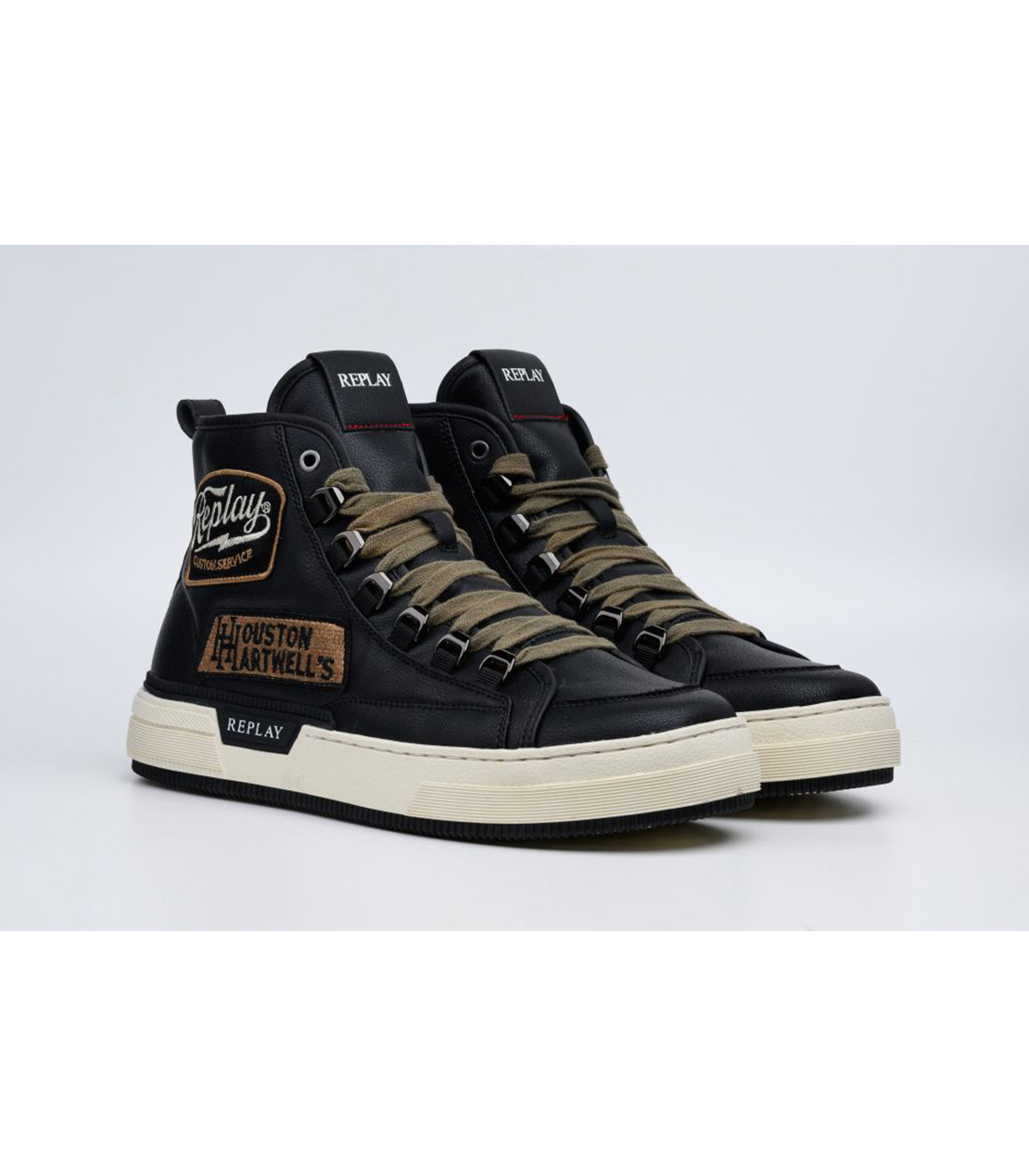 カスタムパッチデザインハイカットスニーカー 詳細画像 ブラック 3